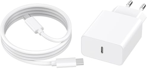 USB C Ladegerät Ladekabel für iPhone 17 16 16e 15/17 16 15 Pro/17 16 15 Pro Max/Plus, 20W USB C Power Adapter Schnellladekabel für iPad Pro/Air/10.Generation, Schnellladegerät Stecker mit 2M Kabel