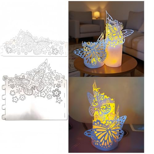 Sredwtk Schmetterlinge Blumen Laternen Stanzschablonen Weihnachten Laterne Metall Prägeschablonen Stanzformen Schneiden für DIY Karte Sammelalbum Scrapbooking Fotoalbum Deko (A+B)