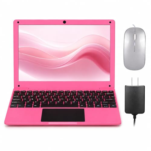 Fwmntu Mini computer portatile con processore Celeron (fino a 2,6 Ghz), 8 GB di RAM, SSD da 256 GB, schermo HD IPS, notebook educativo portatile per apprendimento, lavoro d'ufficio, rosa