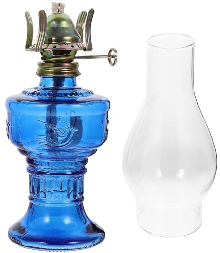 TINEASUR Vintage Öllampen für Innenbereich Blau, Glasöllampe für Zuhause | Wärmelampen, Festliche Optik, Hitzebeständig und Leicht zu Reinigen, Schlafzimmer und Hochzeitsdeko