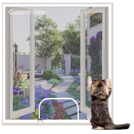 Custom Size Window Mesh Fly Screen Window Cat Proof Mesh | Self-Adhesive Durable Pet Protection Guard Net, Anti-Mosquito Screens Keep Out Insect Bugs Flies