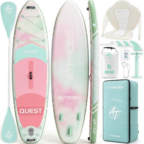 ATPROSS Stand-up Paddling Board Aufblasbar Set, 320x84cm, bis 200kg | Reichhaltigem Zubehör, extra breit,Allrounder,rutschfestes Eva-Deck, stabiles SUP Board für Anfänger, Familien & Touren