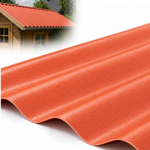 Thanaddo Wellplatten Lichtplatten, 22er Set Wellplatte Dach Kunststoff Welldach mit Schrauben, wetterfest Dachplatten UV beständig, 1mm Stärke - 56 x 108 cm - 22 Stück - Orange