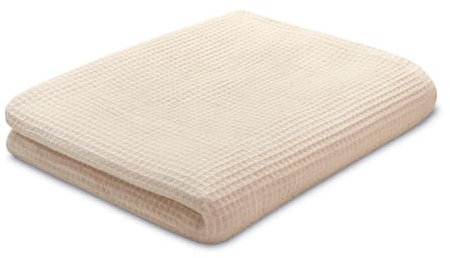 Ehrenkind Tagesdecke Waffelpiqué Beige 150 x 250 cm – Bettüberwurf aus 100% Bio-Baumwolle, Oeko-TEX® Zertifiziert