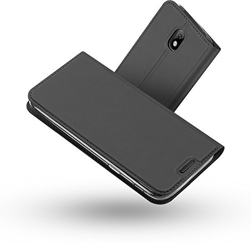 Radoo Cover Galaxy J5 2017, Slim-Fit Folio Premium Custodia Vintage PU Pelle con [Kickstand] Tasca Stile Unico Sottile Funzione TPU Antiurto Flip Cover a Libro per Samsung J5 2017(Grigio Nero)