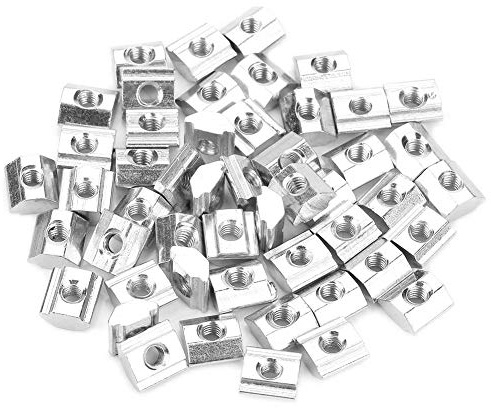 Akozon Hammerkopfmutter 50 stücke Kohlenstoffstahl Schiebe T-nut Mutter für 20 Serie Aluminiumprofil Zubehör M3 10 5 EU typ