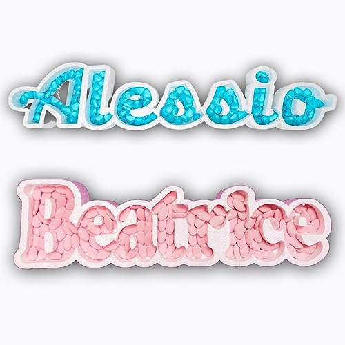 Portaconfetti polistirolo personalizzabile lunghezza 50/60cm altezza 17/18cm nome scritta personalizzata contenitore caramelle cioccolatini Contenitore Vassoio Festa Party Compleanno (8-12 lettere)