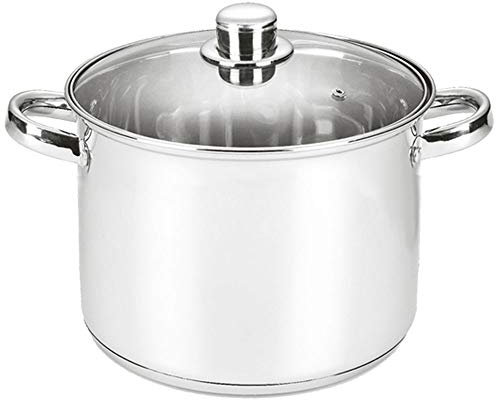 Michelino Edelstahl Kochtopf mit 3-schichtigem Alu-Thermoboden, Silber (8 Liter)