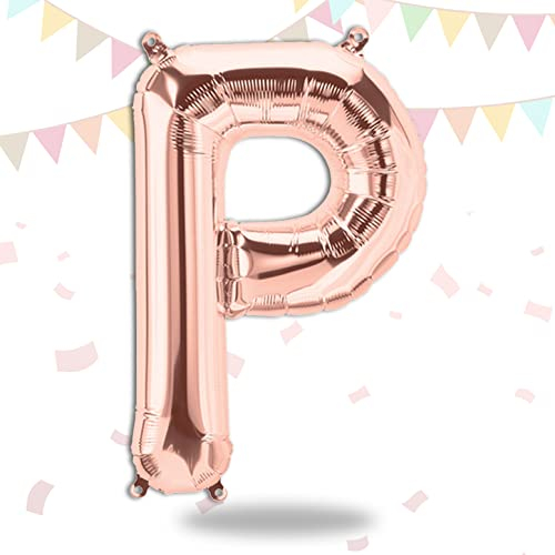 FUNXGO Folienballon Buchstaben Rosegold P - Buchstaben Luftballon Klein P - ca. 40cm Nur Luftfüllung - Ideal für Geburtstag, Hochzeit & Party Deko - Ballon Buchstabe P Rosegold