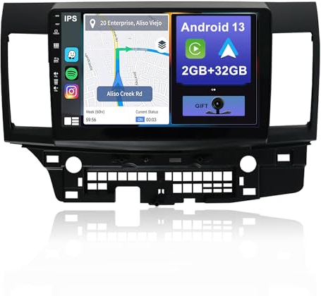 YUNTX Android 14 Autoradio kompatibel mit Mitsubishi Lancer (2010–2017) – 2 Din GPS – Rückfahrkamera KOSTENLOS-DAB/Lenkradsteuerung/Bluetooth/4G/WiFi/Bluetooth/Mirrorlink/Carplay