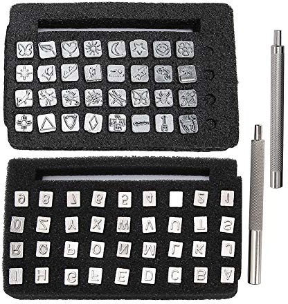 Garosa Großbuchstaben und Zahlen Stempelset Zinklegierung Stanzen Leder Stempel Stanzwerkzeug für DIY Basteldruck (Buchstabe Nummer 6mm + Insekt)