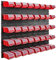 40 Stapelboxen schwarz Wandregal Deckel Kunststoff Werkstattregal 96,5 x 78 cm Werkzeug Werkbank (40 Boxen Rot)