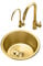 Schwarzes Rundes Waschbecken Küchenrenovierungsbecken Rundes Einzelwaschbecken Kleines Waschbecken Rundes Waschbecken Für Badezimmer Gemüse Und Geschirrspülbecken Waschen 1 Becken (36CM, Gold)