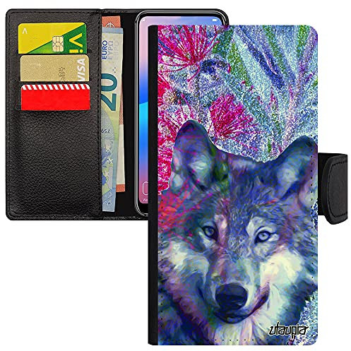 utaupia Coque pour iPhone 13 Pro Cuir Portefeuille Loup Pas Cher Fleurs Telephone predateur Animal 128 Go louve Nature Portable Rose Rigide