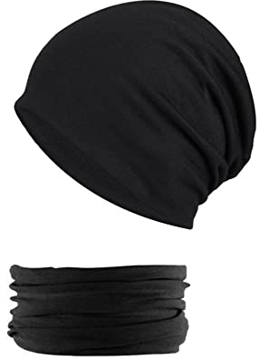 PFLYPF 1-teilig lässige Mütze, mit einem Schal, Thermobekleidungszubehör, elastische Thermoprodukte, für Männer und Frauen, geeignet für Outdoor-Aktivitäten, Laufen, Radfahren (schwarz)