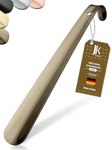 JK Trade® 29cm STABILER Edelstahl Schuhlöffel | Schuhanzieher Edelstahl zum Sitzen | Schnell & Einfach | optimierte Länge & Breite | Shoe Horn | Business | Modern Aufhängbar