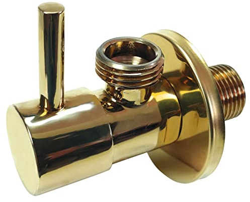 Gold Brass 1/2 x 1/2 BSP Basin Hose Valve Water Tap Cut-Off Long Lever