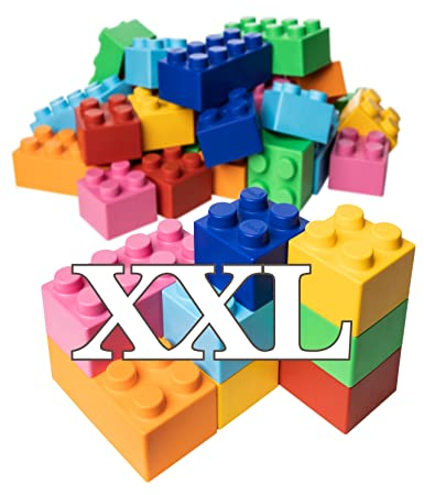 Zebrix XXL 50 Klemmbausteine 7 Farben I Große Bausteine in Pink, Hellblau, Orange, Rot, Grün, Blau und Gelb - (50 Steine) I Für Babys & Kinder I Made in Germany 6 Monate - 99 Jahre