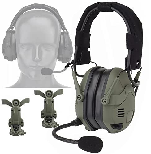 GEHPYYDS Bluetooth Noise Cancelling Military Earpiece,Tactical Headset Hunting & Shooting Earmuffs with Microphone, for Hearing Protection - Gun Range & Airsoft,Green