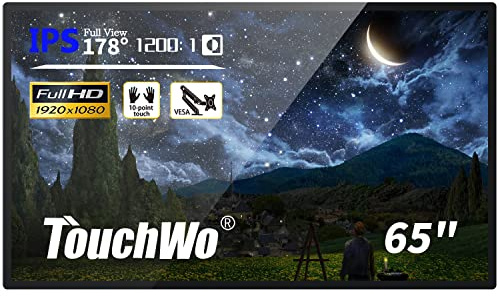 TouchWo 65-Zoll Interaktiver Touchscreen-Monitor, Smart Board mit Wandhalterung, Android 11 Smart Touch Screen Präsentations-Whiteboard für Büro & Klassenzimmer, 2 GB RAM & 16 GB ROM