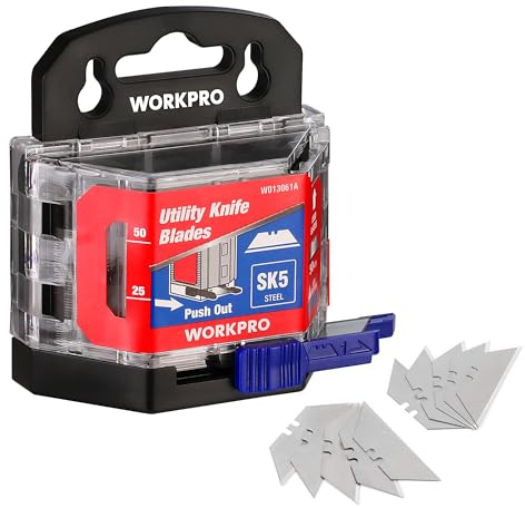 WORKPRO Lame di Ricambio da 50 Pezzi, Lame di Ricambio per Taglierine Professionali, Lame in Acciaio Inossidabile SK5, Lame per Taglierine Trapezoidali Professionali