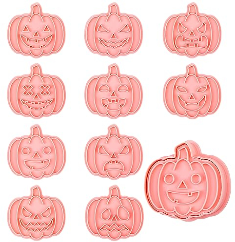 Kiiwah 10 Pcs Emporte Pièces Patisserie Halloween, Moule à Biscuit 3D à la Citrouille, Emporte Pièce Enfant, Decoupoir Patisserie pour Cookie Biscuit