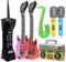 Aufblasbare Rockstar-Party-Requisiten, 9 Stück, aufblasbare Gitarren-Handy-Boombox-Mikrofone, aufblasbare Instrumente für 80er-90er-Jahre-Motto-Party-Dekorationen,