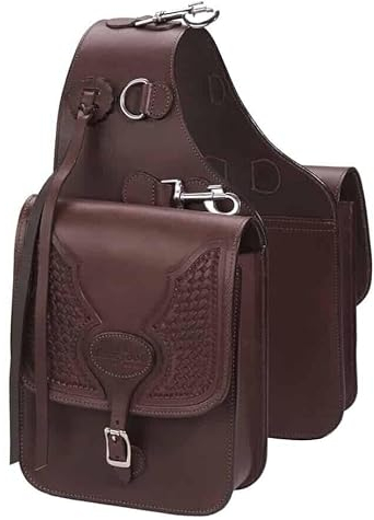 EQUIGEAR Western-Leder-Satteltasche für Pferde | Reitvergnügen Wanderritt geeignet für Reiten und Fassrennen | Satteltasche mit verstellbarem Riemen GRÖSSE: 10X10X3 SA-36