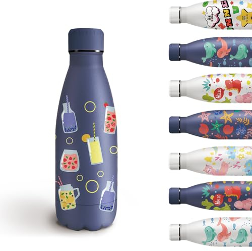 Grsta Gourde Isotherme, 350ml, Sans BPA, Gourde Inox Enfant anti Fuite, Gourde Enfant Garcon qui peut être transporté avec vous, Bouteille d'eau pour l'enfant 1/2/3 -year -old