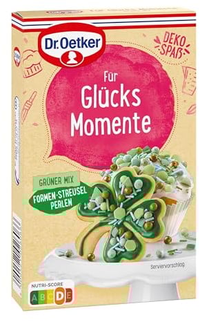 Dr. Oetker Für Glücks Momente Grüner Mix 4er Pack, 4 x 60 g Zucker-Dekor-Mix zum kreativen Verzieren von Gebäcken und Desserts für besondere Momente