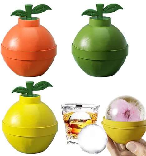 Ice Maker, Light Bulbs Ice Moulds Silicone Round Ice Cube Molds Easy Release Large Ice Ball Maker for Coffee juices Cocktails Coffee Water 3Pcs Full Color (Green, Orange, Yellow3pcs)