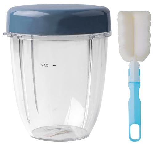 ZIGefofo 530 ml piezas de repuesto para Nutribullet Exprimidor Taza de 18 OZ Exprimidor Taza con Tapa y Cepillo de Olla Vaso de Repuesto para Batidora Taza Clara Tazas Claras Blender Nutribullet