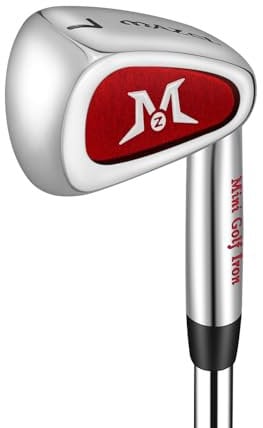 MAZEL Golf Swing Trainer Mini Golf 7 Iron Golf Club Stainless Steel Shaft 37 In Improve Hitting Accuracy (Red Swing Trainer, 7 Iron Mini Head)