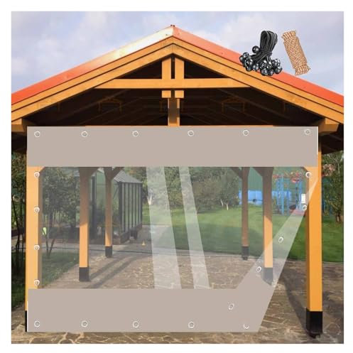 VXHCS PVC-Plane für Outdoor wasserdichte Planenvorhänge Aus Vinyl 0,3mm Reißfeste Plane mit Ösen Seitenwände Aus Pavillonplane(2x3.5m)