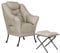 CATAVANA - Fauteuil Design en Velours Crème avec Repose-Pieds - Idéal pour Lire ou Se Détendre - Structure Métallique Robuste - Assise Confortable - Taille Fauteuil 75x70x104cm, Tabouret 34x34x32cm