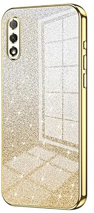 Coque arrière pour smartphone Compatible avec la coque Huawei Honor 9X, coque de protection hybride par galvanoplastie à paillettes transparentes, fine, transparente, anti-rayures, absorption des choc