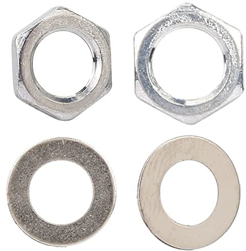 POENVFPO Metall-E-Gitarren-Muttern, Unterlegscheiben-Ersatzset M7, M8, M9 für Klinkenbuchsen mit Silbernen Sechskantmuttern und Unterlegscheiben, 5 Sätze (M8)