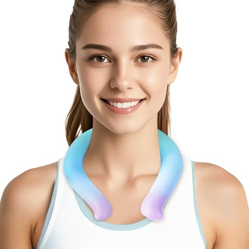 NEWGO Neck Cooling Tube, Reusable BPA-Free Neck Cooler Tube for Instant Heat Relief, Eco-Friendly, No Drip Design, Ergonomic Fit for Summer Work & Sports (Blue)