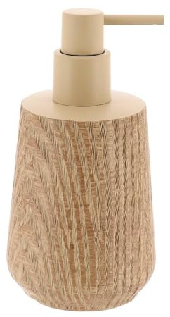 Tendance – 350 ml Seifenspender aus Polyresin in Holzoptik – Natur – Badezimmer – Freistehendes Badezimmeraccessoire