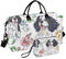 Übergroße Reisetasche mit lustigem Hund, Blumen, weiß, große Handgepäcktasche, Fitnessstudio, Sport, mit Kulturbeutel für Yoga, faltbar, Lustige Hundeblumen, Weiß 4, Set of 2, Art Deco