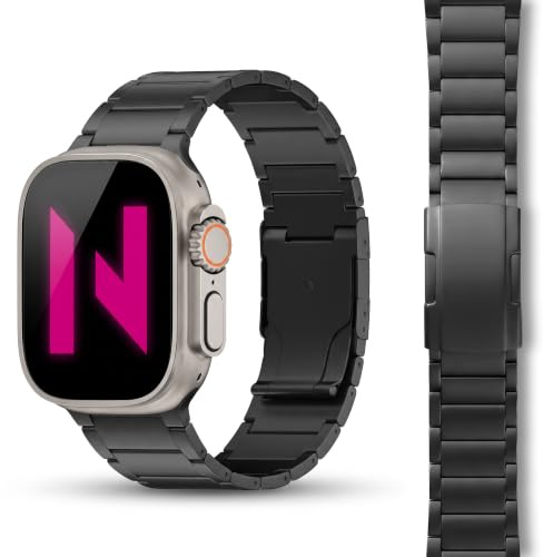 NALIA Argon Titan Armband für Apple Watch 38/40/41/42mm, Titan Schwarz | 38mm/40/41/42 Serie 10