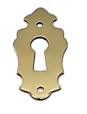 Ornate Brass Keyhole Escutcheon Cover Plate for Long Case Clocks, 40mm x 20mm, Victorian Style