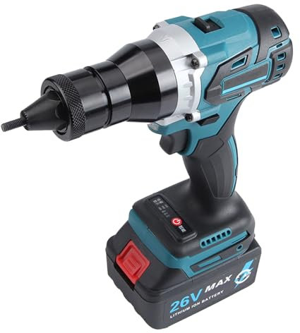 VNATWGOO Remachadora EléCtrica Profesional, Remachadora InaláMbrica AutomáTica con Control De Doble Velocidad, BateríA De 2200 Mah, EmpuñAdura De Goma Suave, para M3/M4/M5/M6/M8/M10/M12