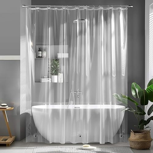 MIULEE Rideau de Douche Anti Moisissure Transparent EVA 200 x 240 cm Rideaux de Baignoire Rideau Douche Imperméable Rideaux de Salle de Bain avec 13 Crochets