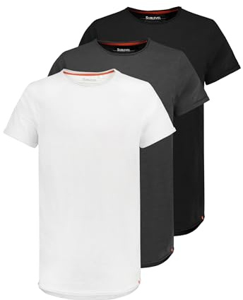 Sublevel 3er Pack Herren Basic T-Shirt mit Rundhals und Rollkante, Farben:Mehrfarbig, Größe:S