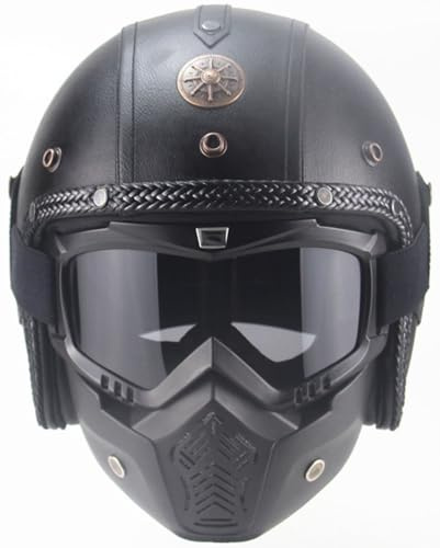 Casco Moto Vintage, Caschi Cromwell Jet, Casco Demi-Jet Casco Moto A Mezzo Omologato DOT/ECE Casco Retrò Casco Anticollisione Per Moto Chopper Scooter Motorino Per Uomini Donne