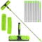 4.5M Window Squeegee Cleaner Tool Kit with Long Handle, 2 in 1 Extendable Window Cleaning Kit with Squeegee and Microfiber Cloth for Indoor/Outdoor High Window, Wall and Car (Green)
