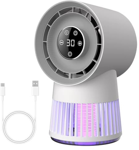 Uxsjakjsd Bug Zapper & Bladeless Fan Portable, 20-Speed,Rechargeable Ideal for Patio, Backyard & Bedroom