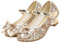 ZOUPREME Scarpe da Principessa Elsa per Bambina, Splendenti Scarpe Costume con Tacco Basso, Scarpette Eleganti con Velcro (A-Gold,33)