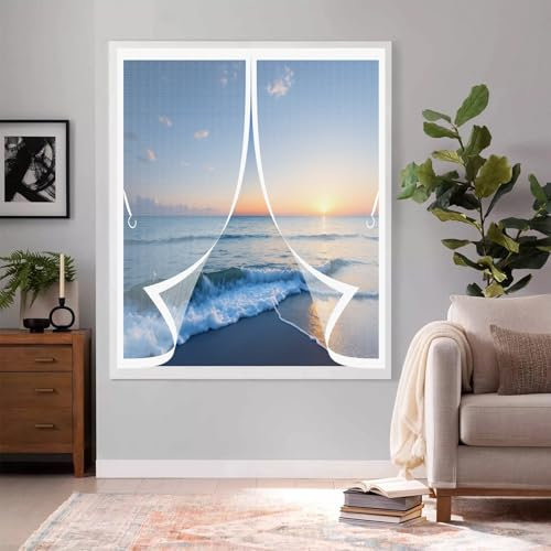 Moustiquaire Porte Magnétique 39 x 82 cm Joint Magnétique de Haut en Bas avec Fermeture Automatique Moustiquaire Fenetre pour Les Fenêtre de Multi Types, Blanc